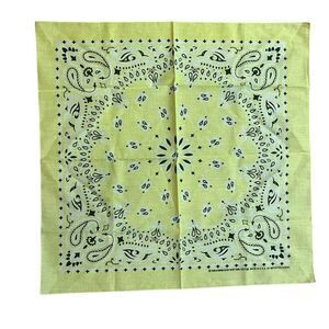 American Made Light Yellow Western Paisley Bandana 100% Cotton Pocket Square